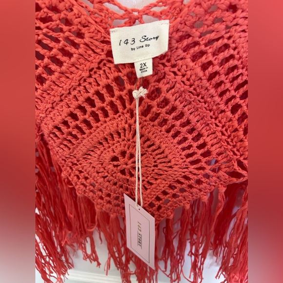 143 Story womens 2x crochet boho cropped tank - Picture 3 of 7